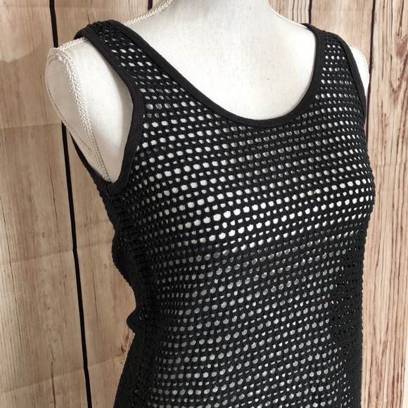 Baja Blue Black Swim Loose Knit Cover Up SZ Small - Picture 2 of 5